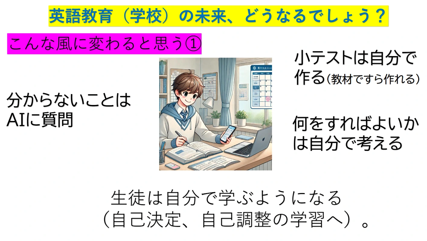 生徒が自分で学ぶ未来を示すスライド